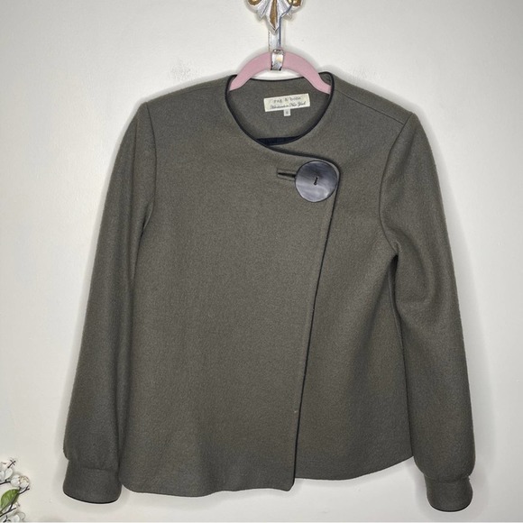 RAG & BONE Boiled Wool Wrap Coat Oversized Button Olive Green - Picture 1 of 5